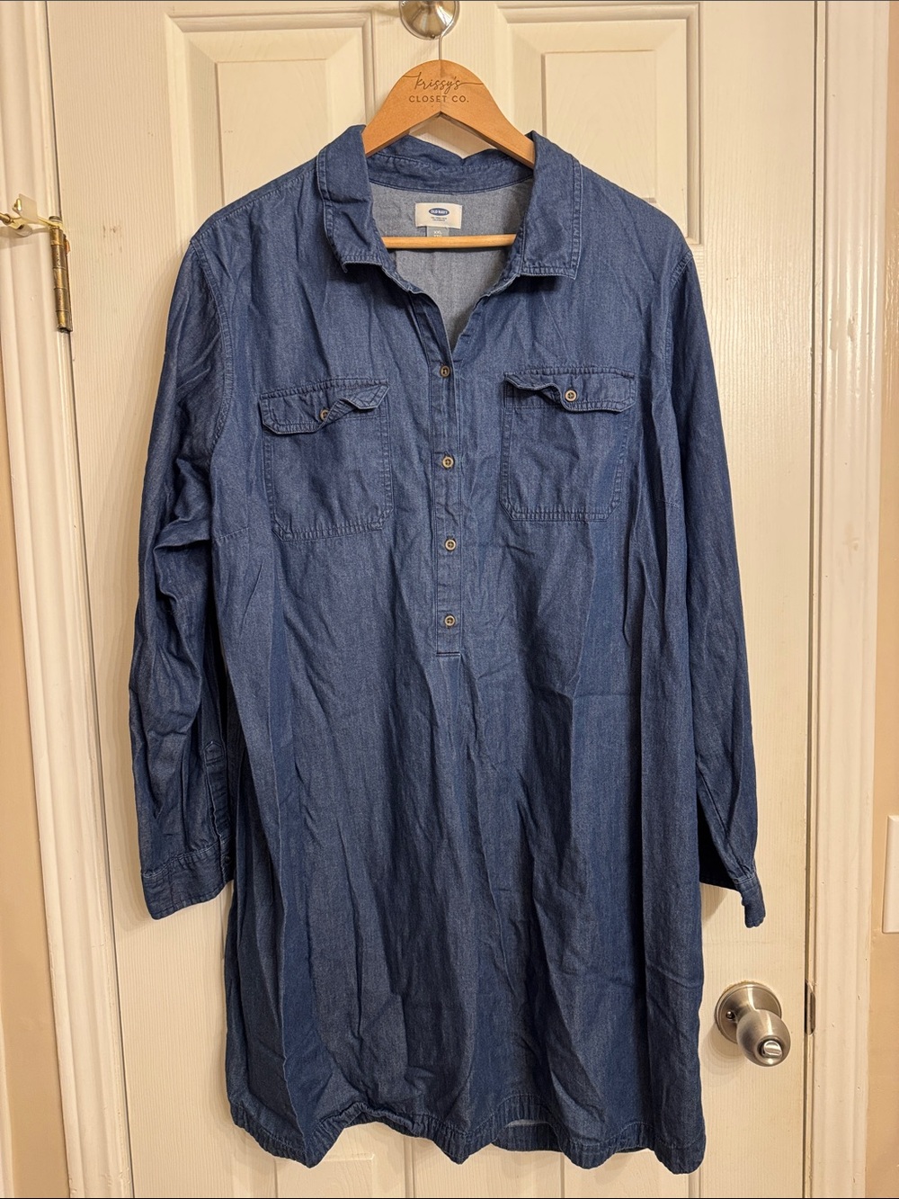Old Navy Dark Blue Chambray Shirt Dress